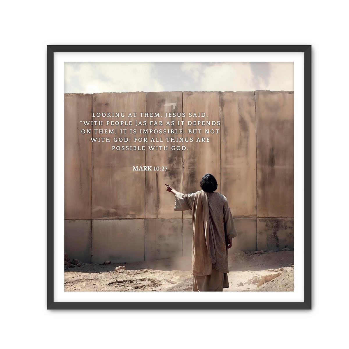 Mark 10:27 Bible Verse Wall Art – Christian Scripture Decor