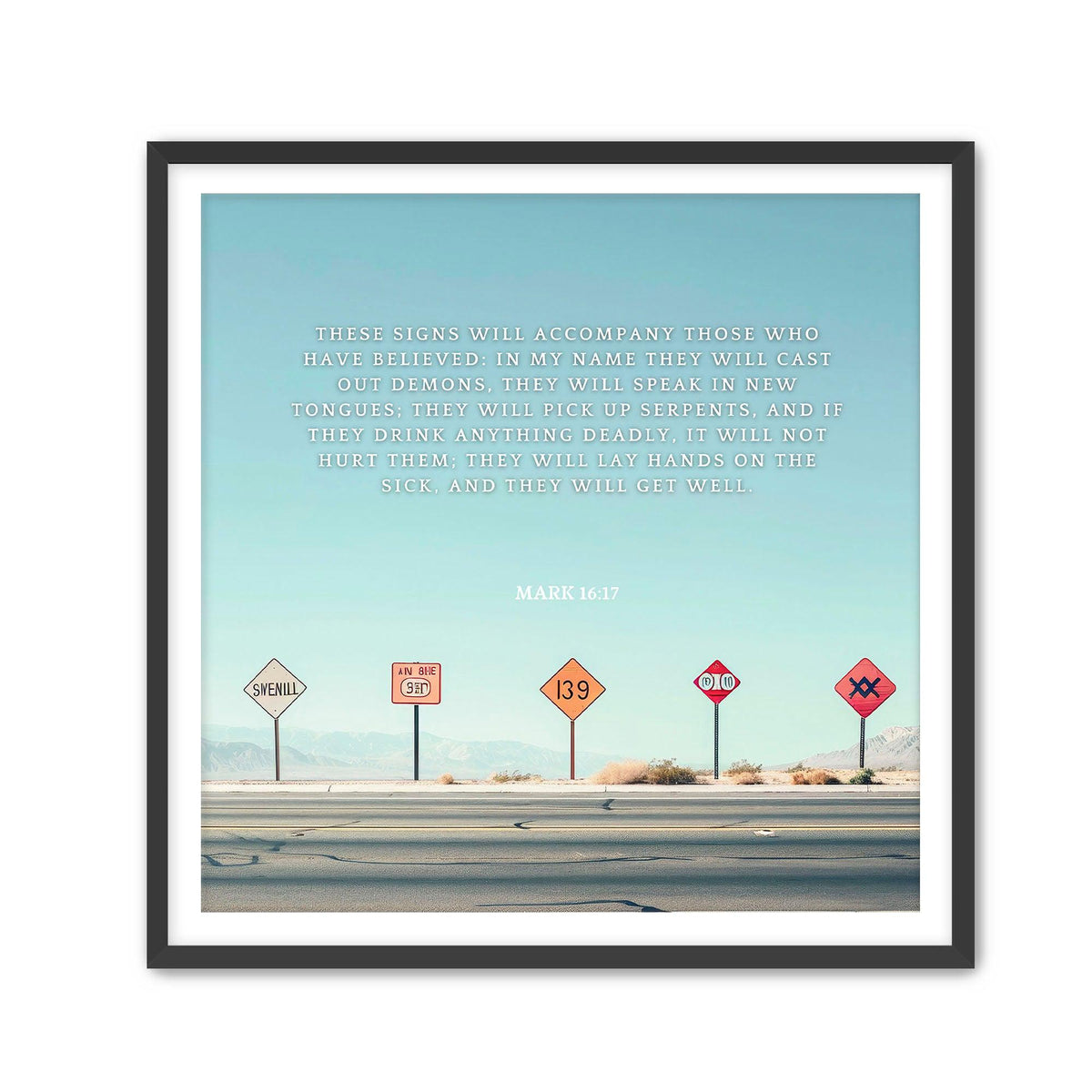 Mark 16:17 Scripture Art - Christian Wall Decor