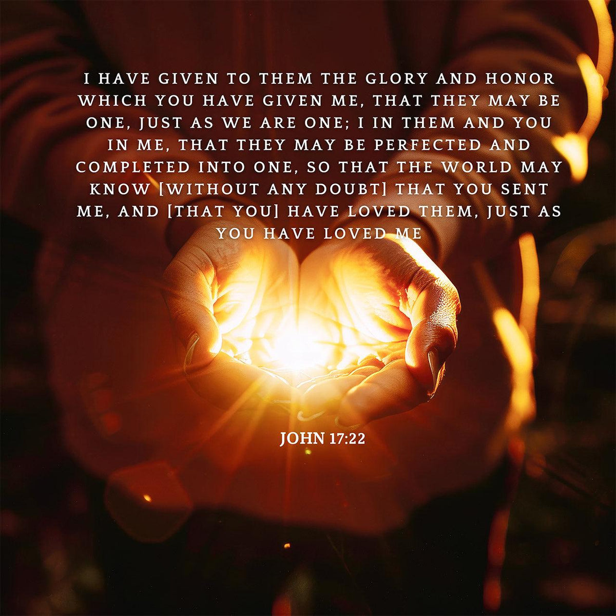 John 17:22
I in them and You in Me, that they may be perfected and completed into one