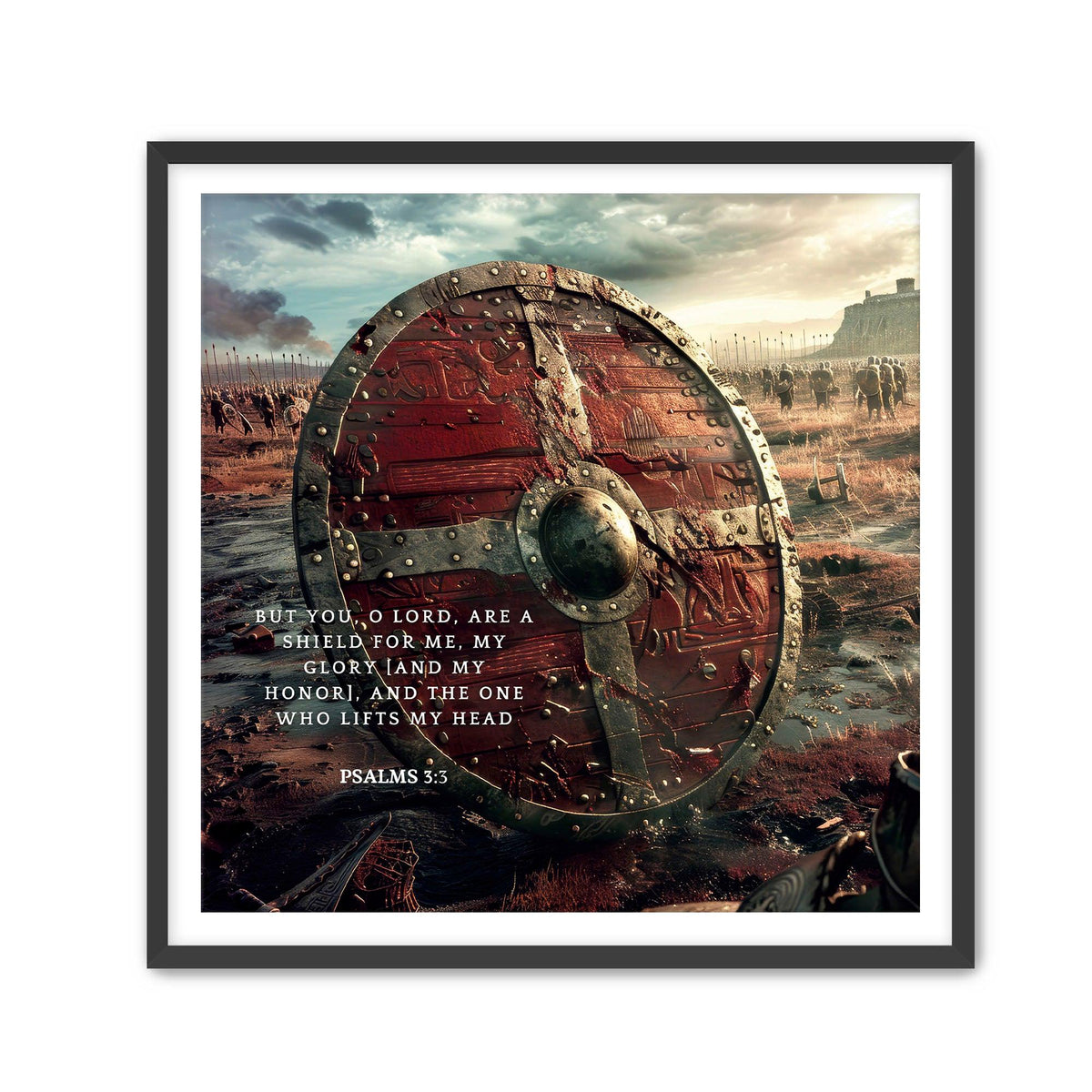 Psalms 3:3 Scripture Art – Christian Shield Verse Print