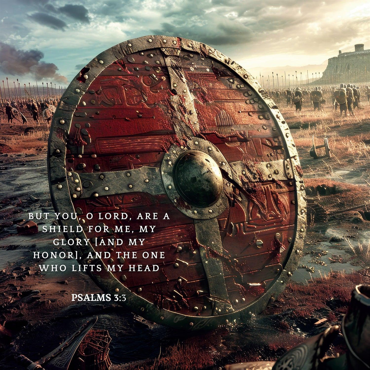 Psalms 3:3 Scripture Art – Christian Shield Verse Print