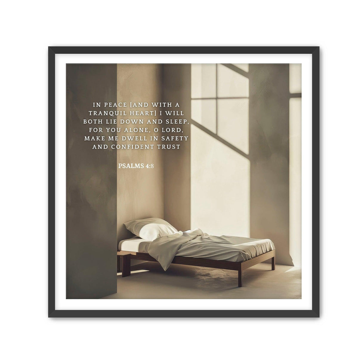 Psalms 4:8 Bible Verse Print – Christian Wall Art