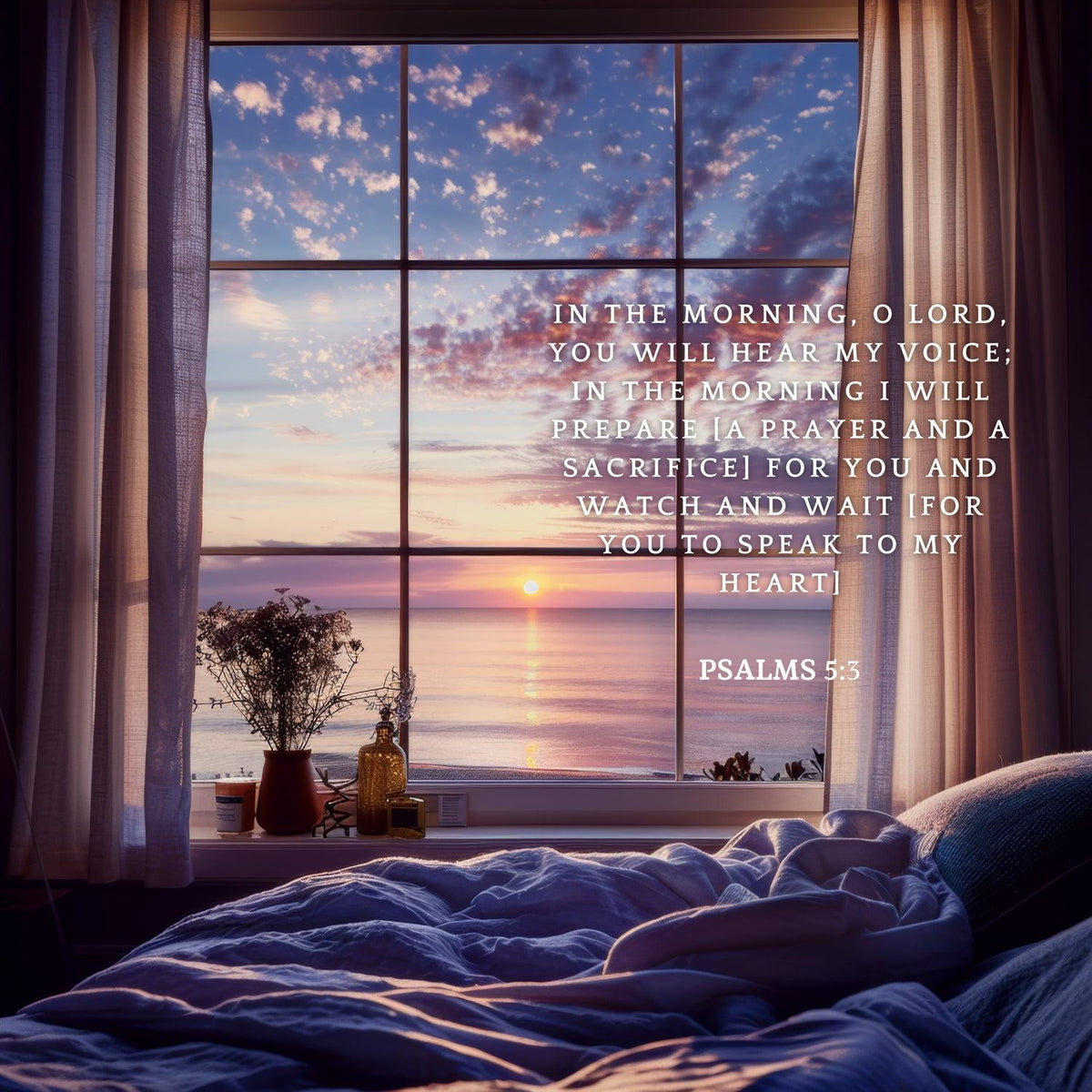 Psalms 5:3 Scripture Wall Art - Christian Home Decor
