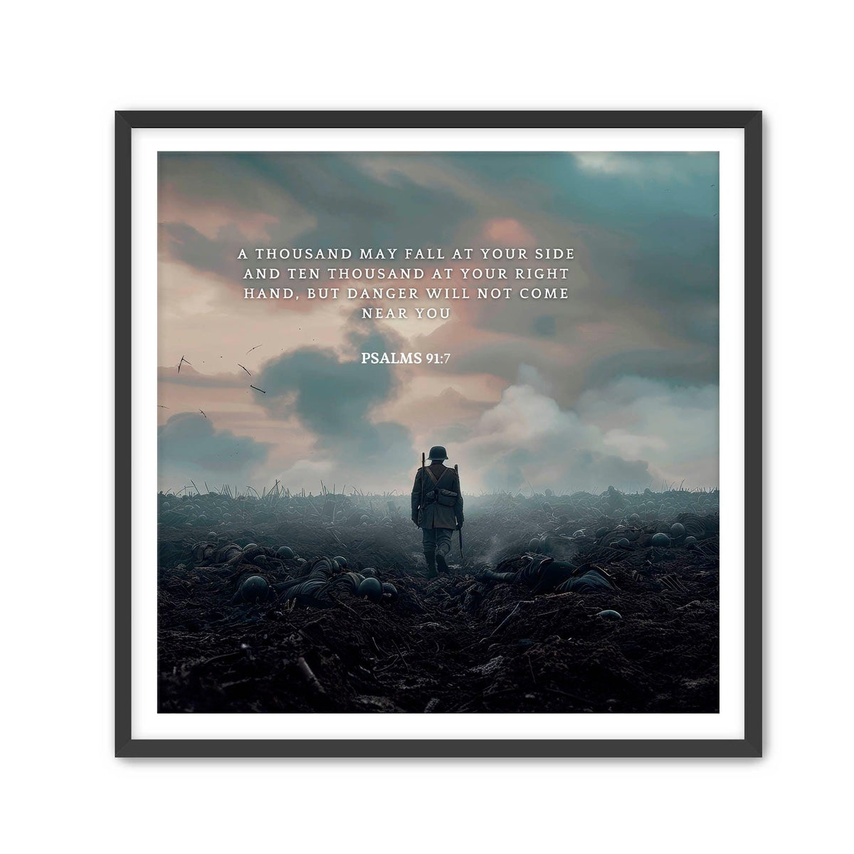 Psalms 91:7 Scripture Art – Christian Home Decor
