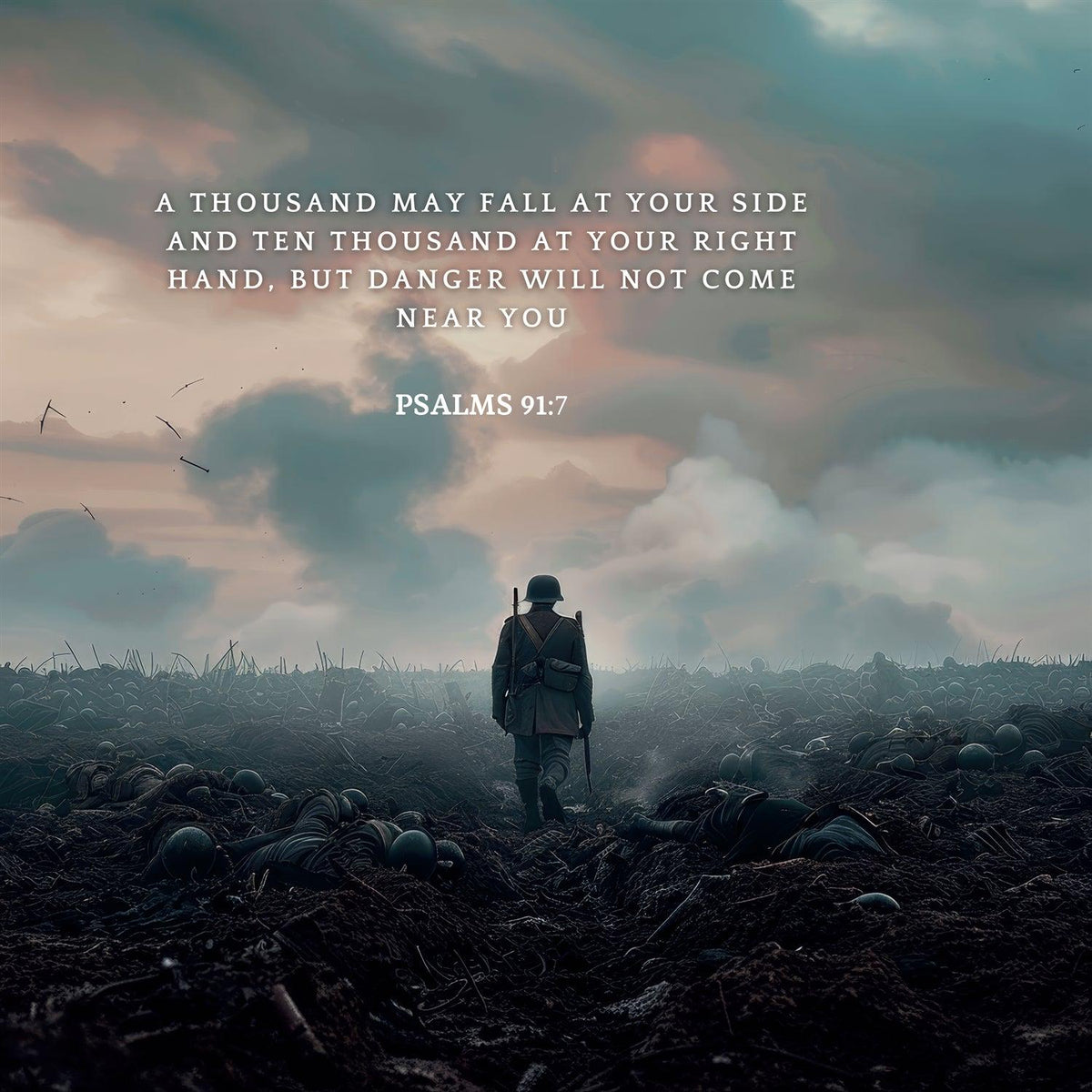 Psalms 91:7 Scripture Art – Christian Home Decor