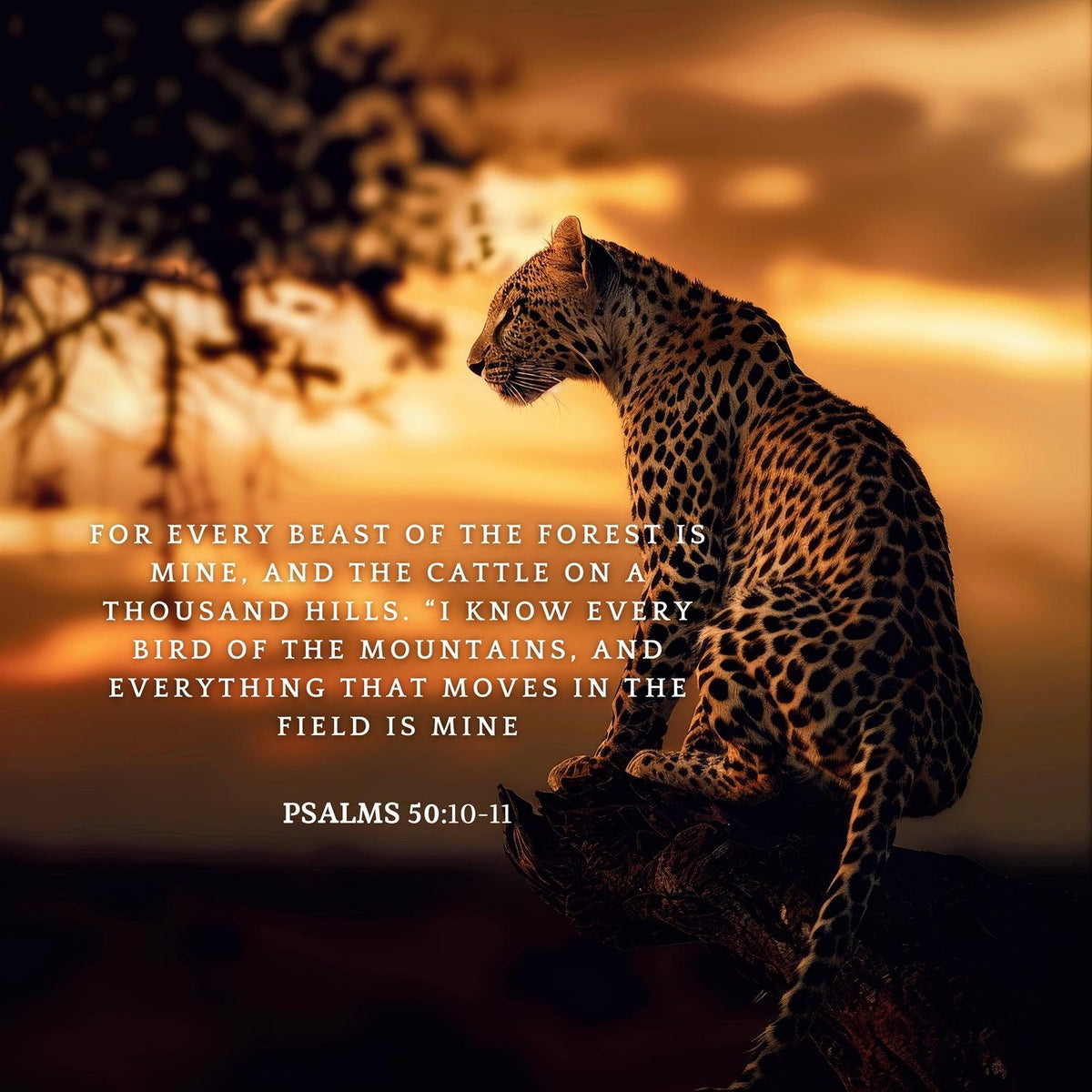 Psalms 50:10-11 Leopard Print – Christian Scripture Wall Art