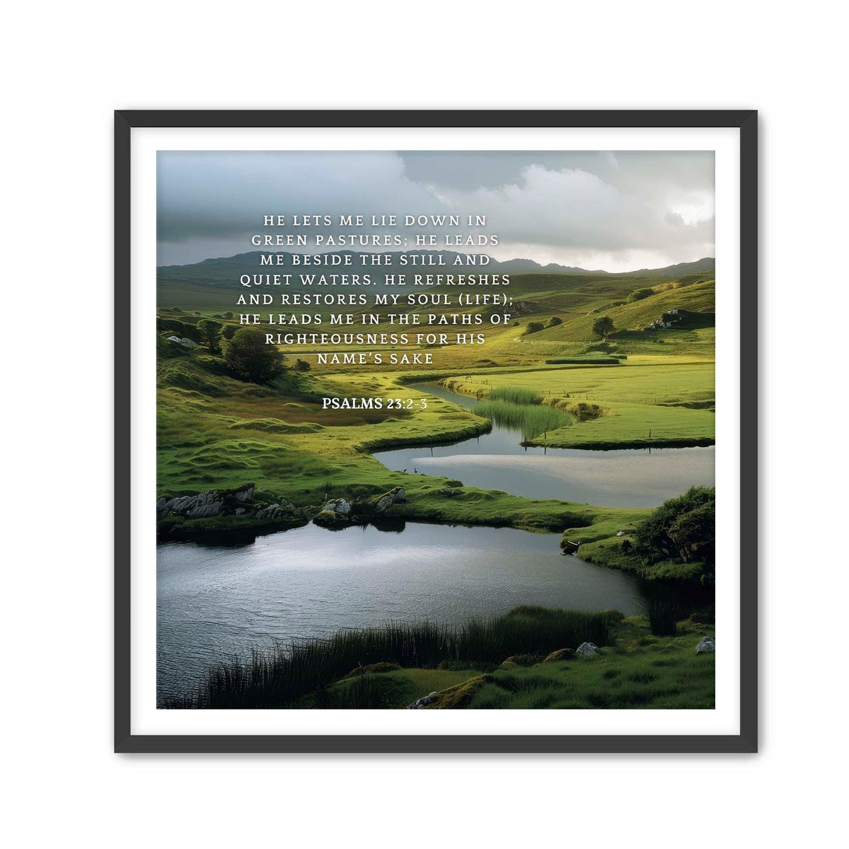 Psalms 23:2-3 Bible Verse Wall Art – Christian Home Decor