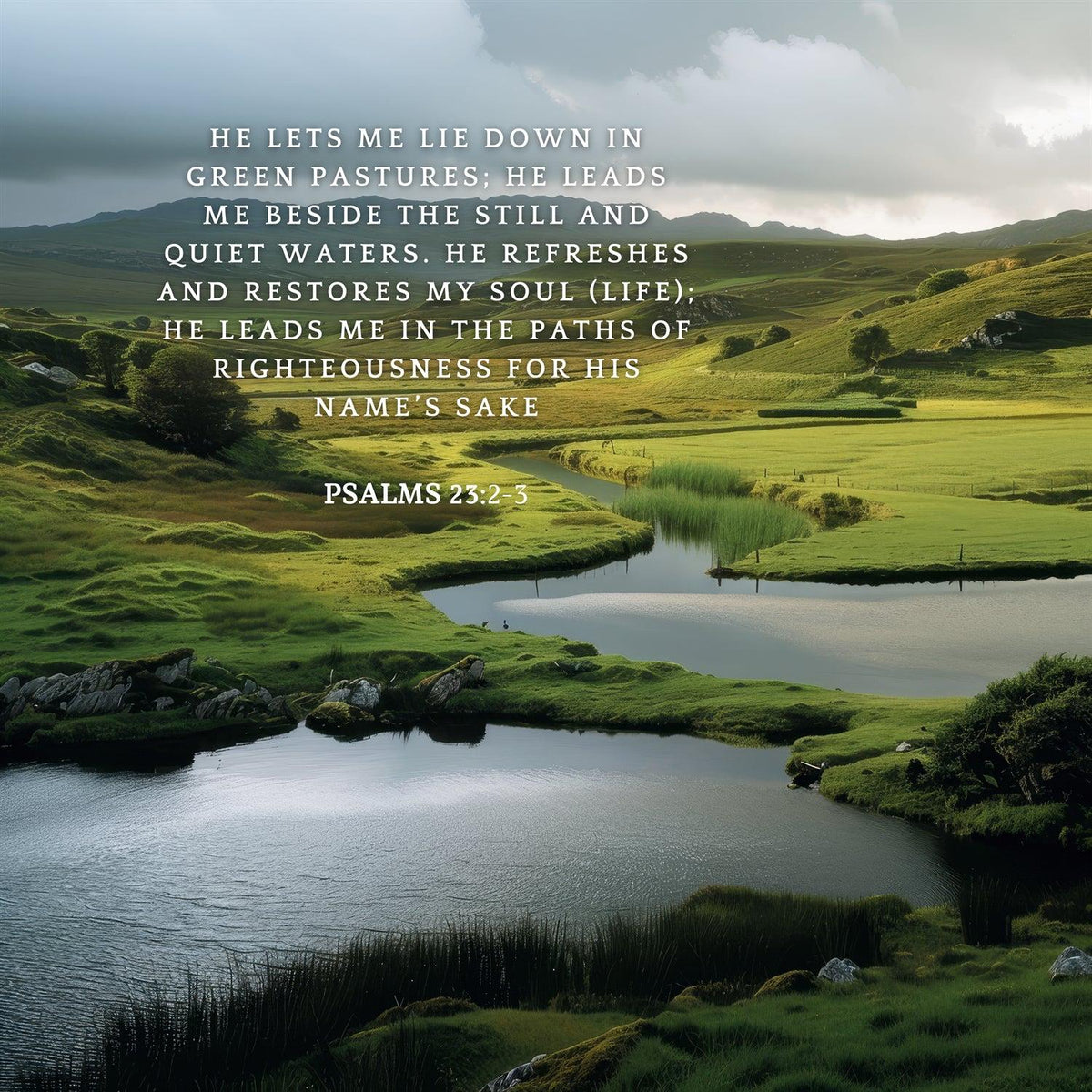 Psalms 23:2-3 Bible Verse Wall Art – Christian Home Decor