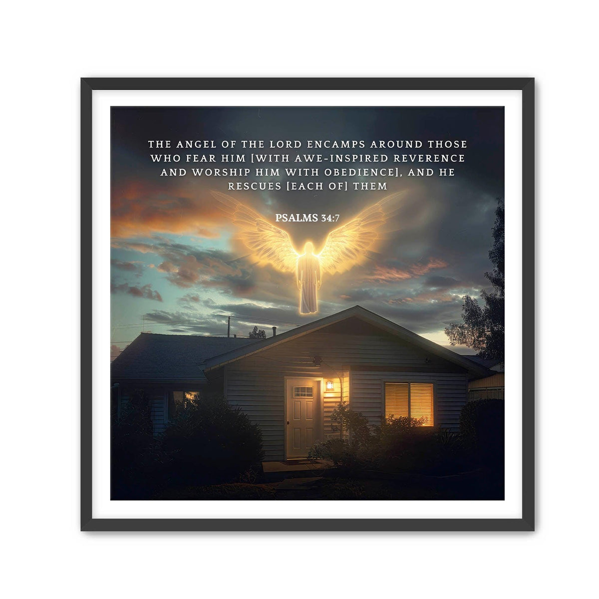 Psalms 34:7 Scripture Art – Christian Wall Decor