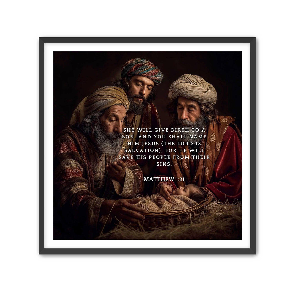 Matthew 1:21 Bible Verse Art – Christian Scripture Wall Decor