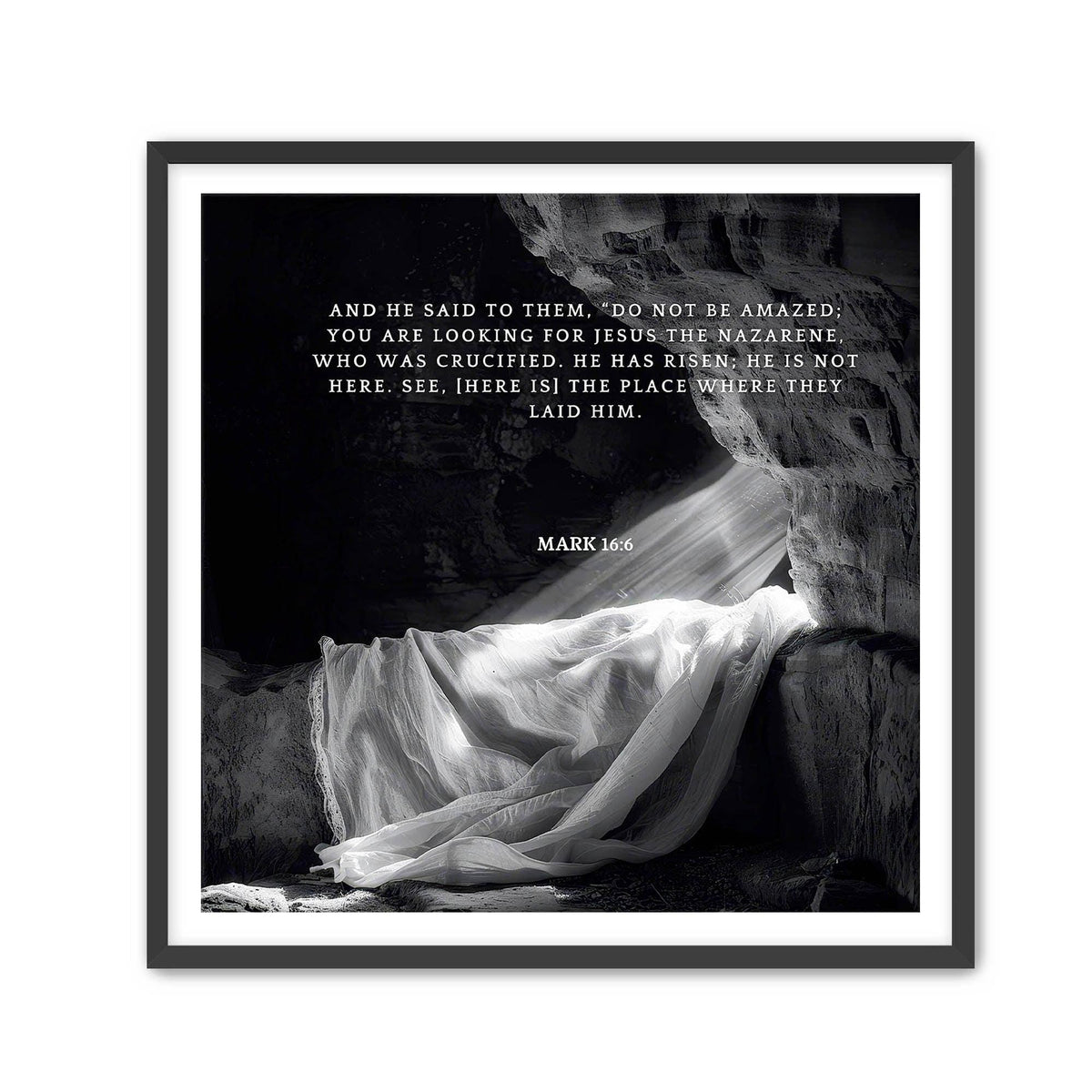 Mark 16:6 Bible Verse Print – Christian Wall Art