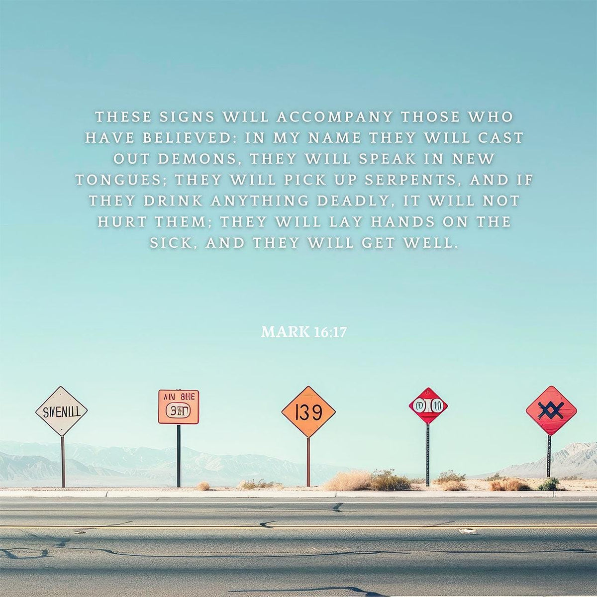 Mark 16:17 Scripture Art - Christian Wall Decor