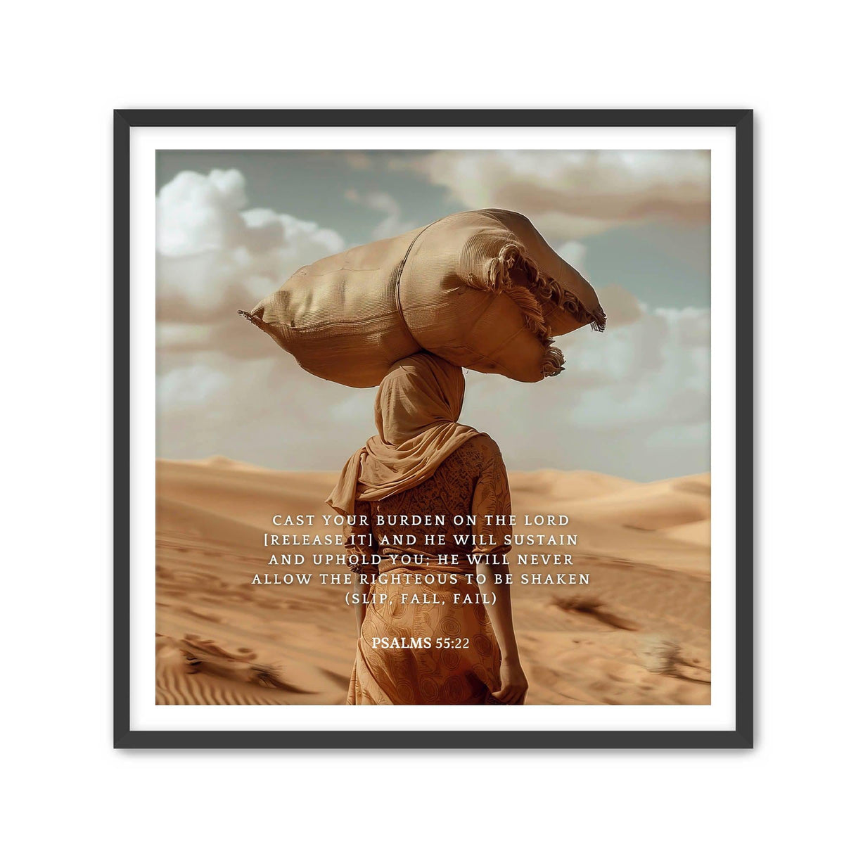 Psalms 55:22 Scripture Wall Art - Christian Home Decor