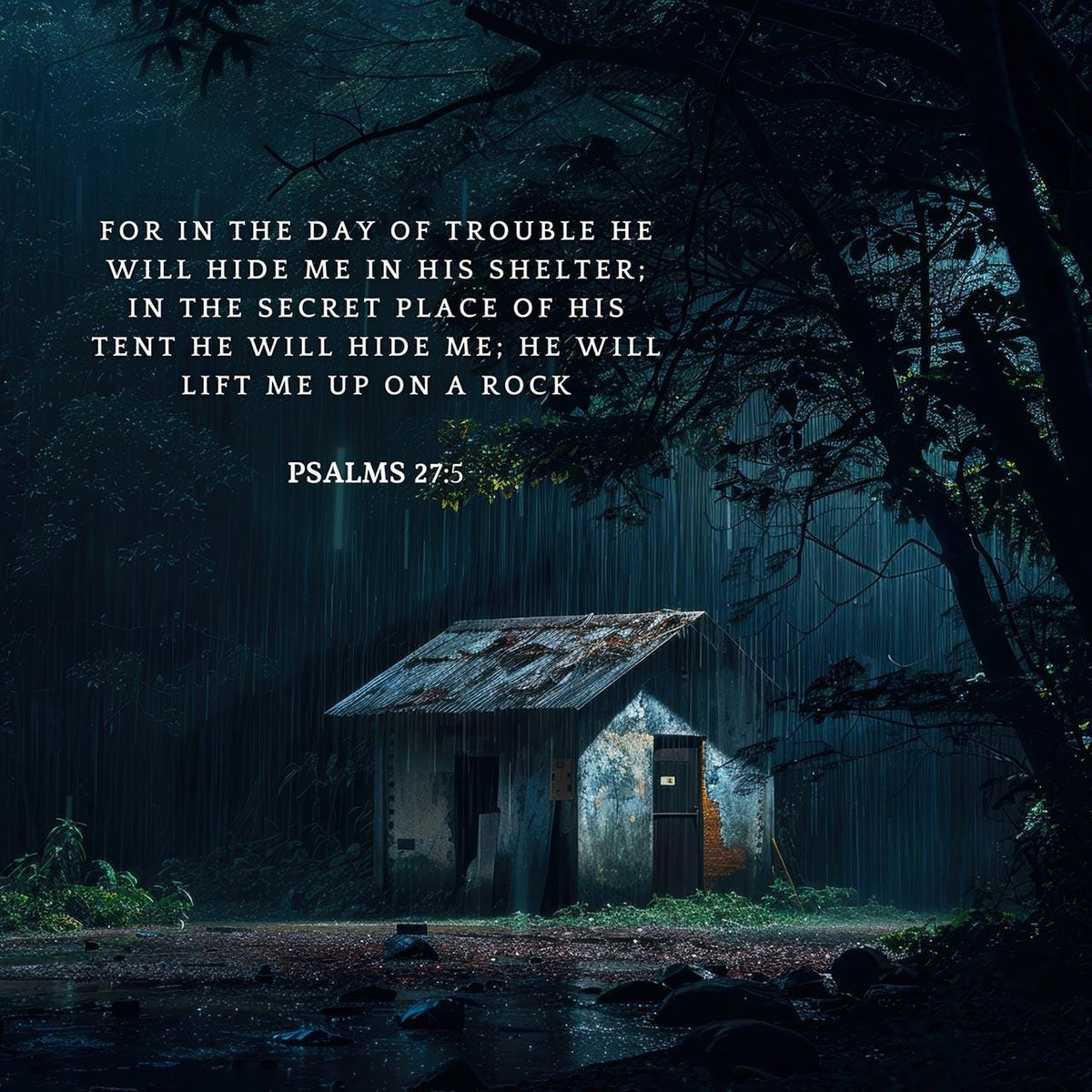 Psalms 27:5 Wall Art – Christian Scripture Print